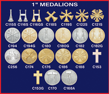 <br><b>1" Medallions (1/8" hole option only)</b><br><img src="/Merchant2/graphics/medallions.gif">: